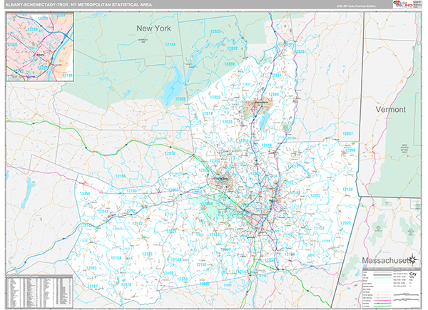 Albany-Schenectady-Troy Metro Area Wall Map